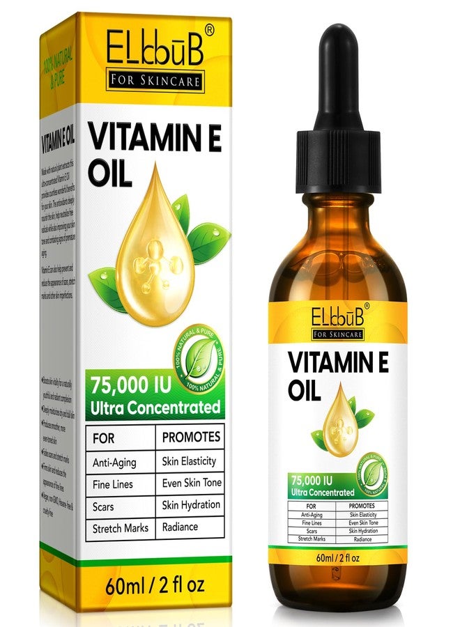 ELBBUB Vitamin E Oil - 75,000 IU Ultra Concentrated - Moisturizes, Fades Scars & Stretch Marks, Anti-Aging & Skin Hydration - for Face, Body, Hair, and Nails - Image 1